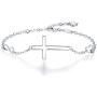 BlingGem Bracelets for Women 925 Sterling Silver Dainty Religious Cross Faith Infinity Heart Love Symbol Sideways Cross God Blessed Bracelet Confirmation Mothers Gift for Mom Women