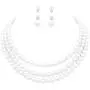 Rosemarie Collections Womens Multi Strand Classic 8mm Faux Pearl Necklace and Earrings Jewelry Set, 16''-19'' with 3'' Extender Rosemarie Collections Womens Multi Strand Classic 8mm Faux Pearl Necklace and Earrings Jewelry Set, 16''-19'' with 3'' Extender