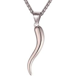 Greendou Fashion Jewelry Stainless Steel Italian Horn Charm Lucky Talisman Pendant Necklace