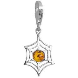 Ian and Valeri Co. Amber Sterling Silver Spiderweb Pendant