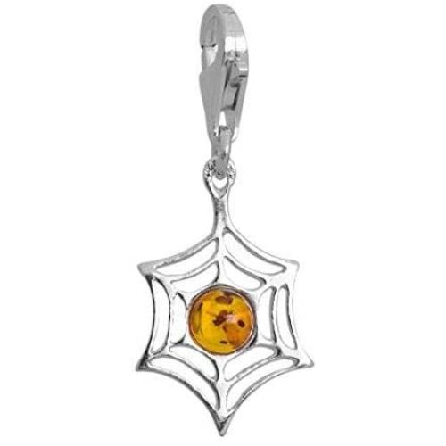 Ian and Valeri Co. Amber Sterling Silver Spiderweb Pendant