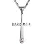 HZMAN Baseball Bat Cross Stainless Steel Pendant Necklace with 20'' 24'' 28'' Rope Chain