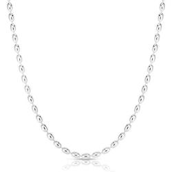 925 Sterling Silver Rice Bead Chain, Silver Oval Bead Chain Necklace, Silver Beaded Chain Necklace.