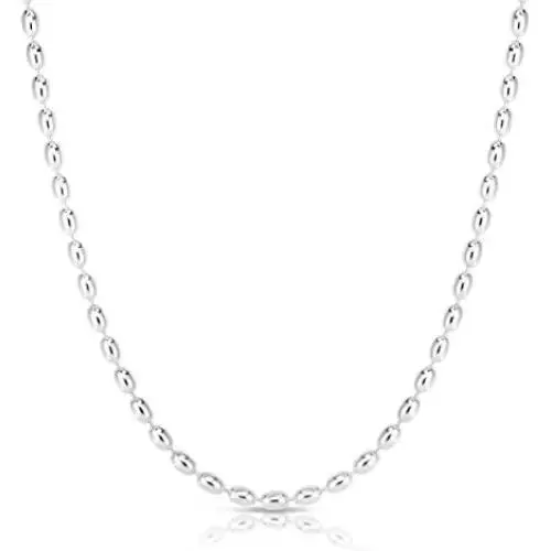 925 Sterling Silver Rice Bead Chain, Silver Oval Bead Chain Necklace, Silver Beaded Chain Necklace. 925 Sterling Silver Rice Bead Chain, Silver Oval Bead Chain Necklace, Silver Beaded Chain Necklace.