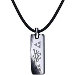 Mealguet Jewelry Tungsten Carbide Polished Vertical Bar Legend of Zelda Triforce Pendant Necklace with Black Cord
