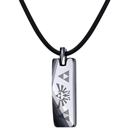 Mealguet Jewelry Tungsten Carbide Polished Vertical Bar Legend of Zelda Triforce Pendant Necklace with Black Cord Mealguet Jewelry Tungsten Carbide Polished Vertical Bar Legend of Zelda Triforce Pendant Necklace with Black Cord