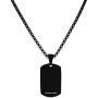 Geoffrey Beene Stainless Steel Mens Dog Tag Necklace with Cubic Zirconia Stone