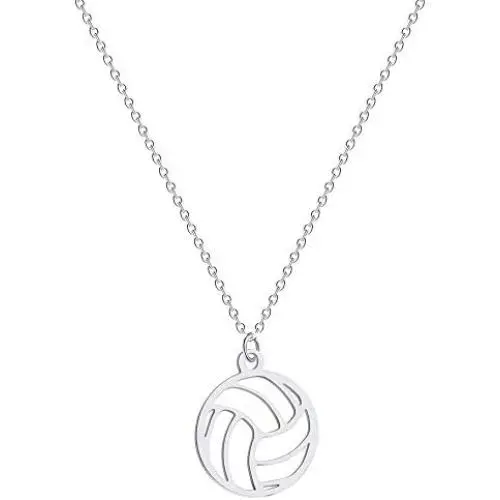 Flzaitian Stainless Steel Volleyball Pendant Necklace Clavicle Chain Jewelry for Sport Necklace Flzaitian Stainless Steel Volleyball Pendant Necklace Clavicle Chain Jewelry for Sport Necklace