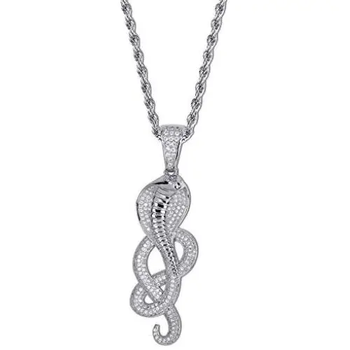 JINAO Hip Hop Iced Out Snake Animal Lovers Pendant Necklace with Micropave Simulated Diamond JINAO Hip Hop Iced Out Snake Animal Lovers Pendant Necklace with Micropave Simulated Diamond