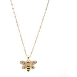 ESPY Crystal Embedded Yellow and Black Flying Bumble Bee Necklace