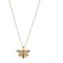 ESPY Crystal Embedded Yellow and Black Flying Bumble Bee Necklace