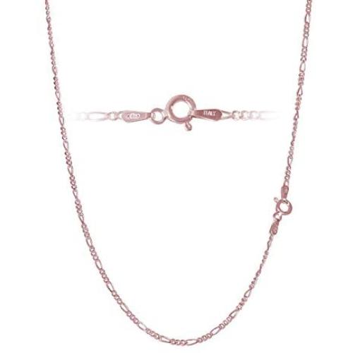 Figaro Chain Link in Gold Plated Sterling Silver, Rose Gold Plated Sterling Silver & Sterling Silver 2mm Italian 7-42 Inch Bracelets and Necklaces