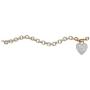 18K Yellow Gold Plated Genuine Diamond Accent Heart Charm Link Bracelet (27mm), Lobster Claw Clasp, 7.75 inch Adjustable