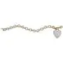 18K Yellow Gold Plated Genuine Diamond Accent Heart Charm Link Bracelet (27mm), Lobster Claw Clasp, 7.75 inch Adjustable 18K Yellow Gold Plated Genuine Diamond Accent Heart Charm Link Bracelet (27mm), Lobster Claw Clasp, 7.75 inch Adjustable