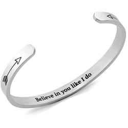 Arifoo Bracelets for Women Personalized Inspirational Jewelry Mantra Cuff Bangle Friend Encouragement Gift for Her