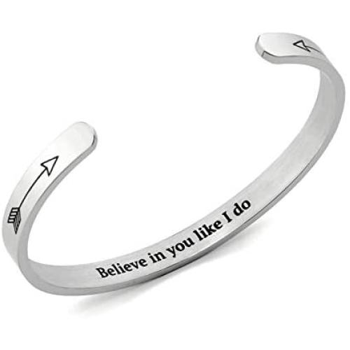 Arifoo Bracelets for Women Personalized Inspirational Jewelry Mantra Cuff Bangle Friend Encouragement Gift for Her