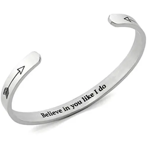 Arifoo Bracelets for Women Personalized Inspirational Jewelry Mantra Cuff Bangle Friend Encouragement Gift for Her