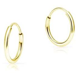 SOLIDGOLD - 14K Yellow Gold Endless Infinity Dainty Small Hoop Sleeper Earrings | 12mm