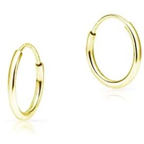 SOLIDGOLD - 14K Yellow Gold Endless Infinity Dainty Small Hoop Sleeper Earrings | 12mm