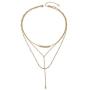 WISTIC Gold Vertical/Horizontal Bar Necklace Custom Engraving Stainless Steel Gold Plated Bar Necklace Layered Necklace for Women Adjustable Chain