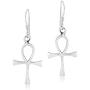Egyptian Ankh Symbol of Life Cross .925 Sterling Silver Dangle Earrings