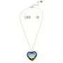 Betsey Johnson Rainbow Heart Stone Pendant Necklace & Stud Earrings Set Betsey Johnson Rainbow Heart Stone Pendant Necklace & Stud Earrings Set