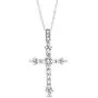 MIA SARINE Sterling Silver Round Cubic Zirconia Fleurette Cross Necklace for Women MIA SARINE Sterling Silver Round Cubic Zirconia Fleurette Cross Necklace for Women