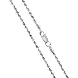 ARTURO ZETA Rhodium Plated 925 Sterling Silver Diamond Cut Rope Chain Solid Italian Necklace for Men or Women