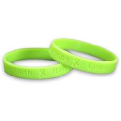Lime Green Lymphoma Awareness Bracelets - Lime Green Ribbon Lymphoma Cancer Awareness Silicone Bracelets - Rubber Cancer Wristbands (Pack of 50)