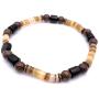 Mens Shell and Wood Mala Beads Stretch Bracelet Handcrafted in USA - Golden Brown