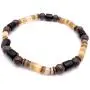 Mens Shell and Wood Mala Beads Stretch Bracelet Handcrafted in USA - Golden Brown Mens Shell and Wood Mala Beads Stretch Bracelet Handcrafted in USA - Golden Brown