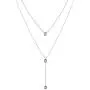 VENSERI 925 Sterling Silver Double Layered Necklace with Three Round Cubic Zirconia Fashion Jewelry for Women