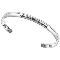 Myjewel Inspirational bracelets Stainless Steel Cuff Bangle Gifts for Women, Men Teens Girls -Motivational Mantra Quote inspirational Jewelry for friendship encouragement with gift box.