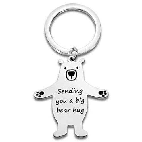 WUSUANED Long Distance Hug Token Jewelry Sending You A Big Bear Hug Keychain Long Distance Relationships Gift for Girlfriend Boyfriend