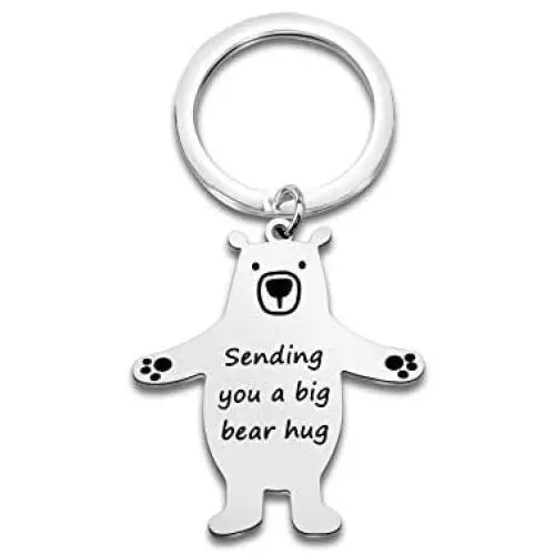 WUSUANED Long Distance Hug Token Jewelry Sending You A Big Bear Hug Keychain Long Distance Relationships Gift for Girlfriend Boyfriend