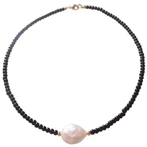 Sundysh Pearl Choker Necklace, Fashion Black Baroque Single Pearl Beaded Necklace Gemstone Short Collar Necklace for Women Girls 14“ Sundysh Pearl Choker Necklace, Fashion Black Baroque Single Pearl Beaded Necklace Gemstone Short Collar Necklace for Women Girls 14“