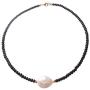 Sundysh Pearl Choker Necklace, Fashion Black Baroque Single Pearl Beaded Necklace Gemstone Short Collar Necklace for Women Girls 14“