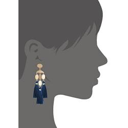Boho Chic Geomeric Metal with Dangled Color Tassel Long Statement Earrings