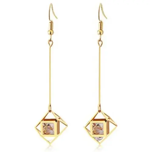 Hqtrade Chic Alloy Drop Hook Bar Dangle Earrings Long Pendant Earrings Cube Dangle Cubic Zirconia Jewelry for Women Ladies Girls Hqtrade Chic Alloy Drop Hook Bar Dangle Earrings Long Pendant Earrings Cube Dangle Cubic Zirconia Jewelry for Women Ladies Girls