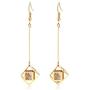 Hqtrade Chic Alloy Drop Hook Bar Dangle Earrings Long Pendant Earrings Cube Dangle Cubic Zirconia Jewelry for Women Ladies Girls