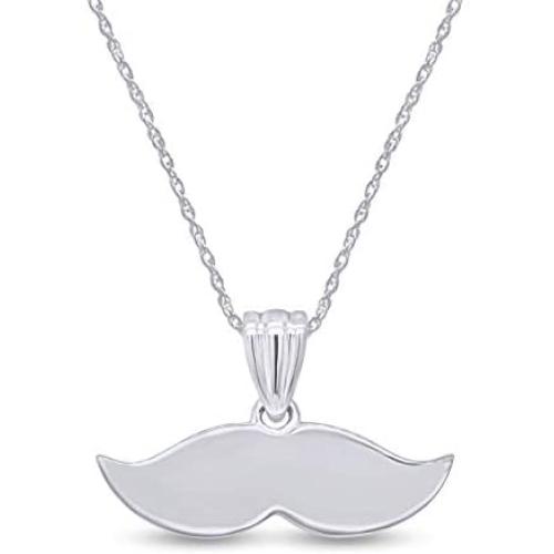 AFFY Hipster Beard Mustache Pendant Necklace in 14k Gold Over Sterling Silver