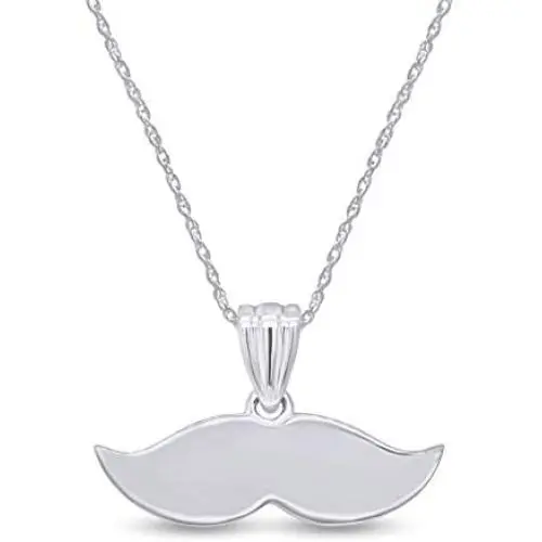 AFFY Hipster Beard Mustache Pendant Necklace in 14k Gold Over Sterling Silver AFFY Hipster Beard Mustache Pendant Necklace in 14k Gold Over Sterling Silver