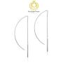 Big Apple Hoops- High Polish Sterling Silver 60mm Long Chain Tassel Threader Drop Dangle Earrings Made from Real Solid 925 Sterling Silver in 2 Color Rose or Yellow Gold Gift for Men, Teens, Women
