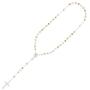 Solid Sterling Silver Tricolor Diamond Cut 3mm-5mm Italian Virgin Mary Rosary Bead Cross Necklace | Made In Italy | 925 Sterling Silver Rosary Y Necklace Chain for Women And Men