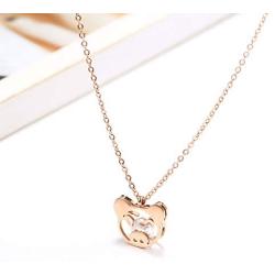 Cute Pig Pendant Necklace Rose Gold Sweet Animal Necklace Gift for Women Girls (with crystal)