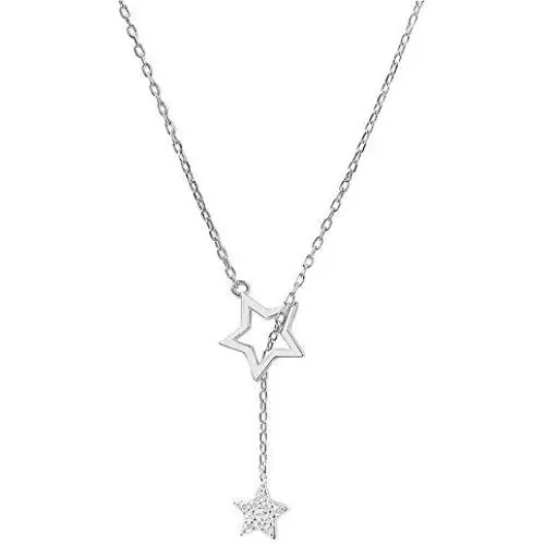 Crystal Star Lariat Y Pendant Necklace for Women Girls 925 Sterling Silver Fashion Dainty CZ Lucky Stars Drop Choker Hypoallergenic Jewelry Christmas Valentine Holiday Gift