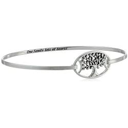 Sterling Silver Tree Catch ''One Family Lots of Hearts'' Bangle Bracelet
