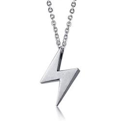 BEANS Stainless Steel Classic Vintage Antique Lightning Bolt Pendant Necklace for Men Women,Free Chain 20 Inches