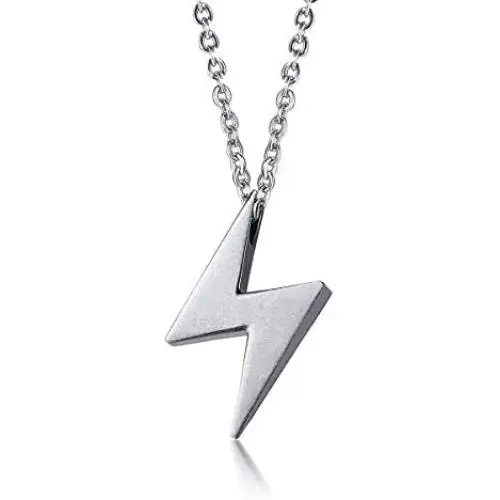 BEANS Stainless Steel Classic Vintage Antique Lightning Bolt Pendant Necklace for Men Women,Free Chain 20 Inches BEANS Stainless Steel Classic Vintage Antique Lightning Bolt Pendant Necklace for Men Women,Free Chain 20 Inches