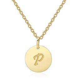 Letter Necklace for Women Teen Girls, P Initial Necklaces 14K Gold Plated, Stainless Steel Personalized Pendant Birthday Christmas Gift for Girls Children